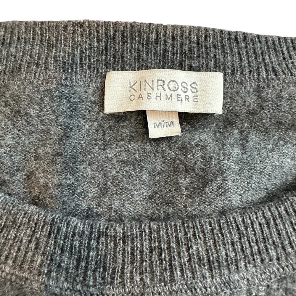 Kinross Charcoal Cashmere Crewneck Sweater for Men - Picture 5 of 9